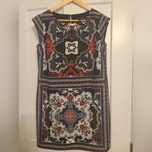 Banana Republic Size 6 Floral Navy and Purple Print Shift Dress